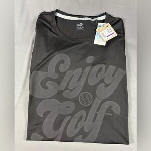 Puma Golf Shirt Tee T-Shirt Cloudspun Enjoy Golf Print XXL Black Polyester